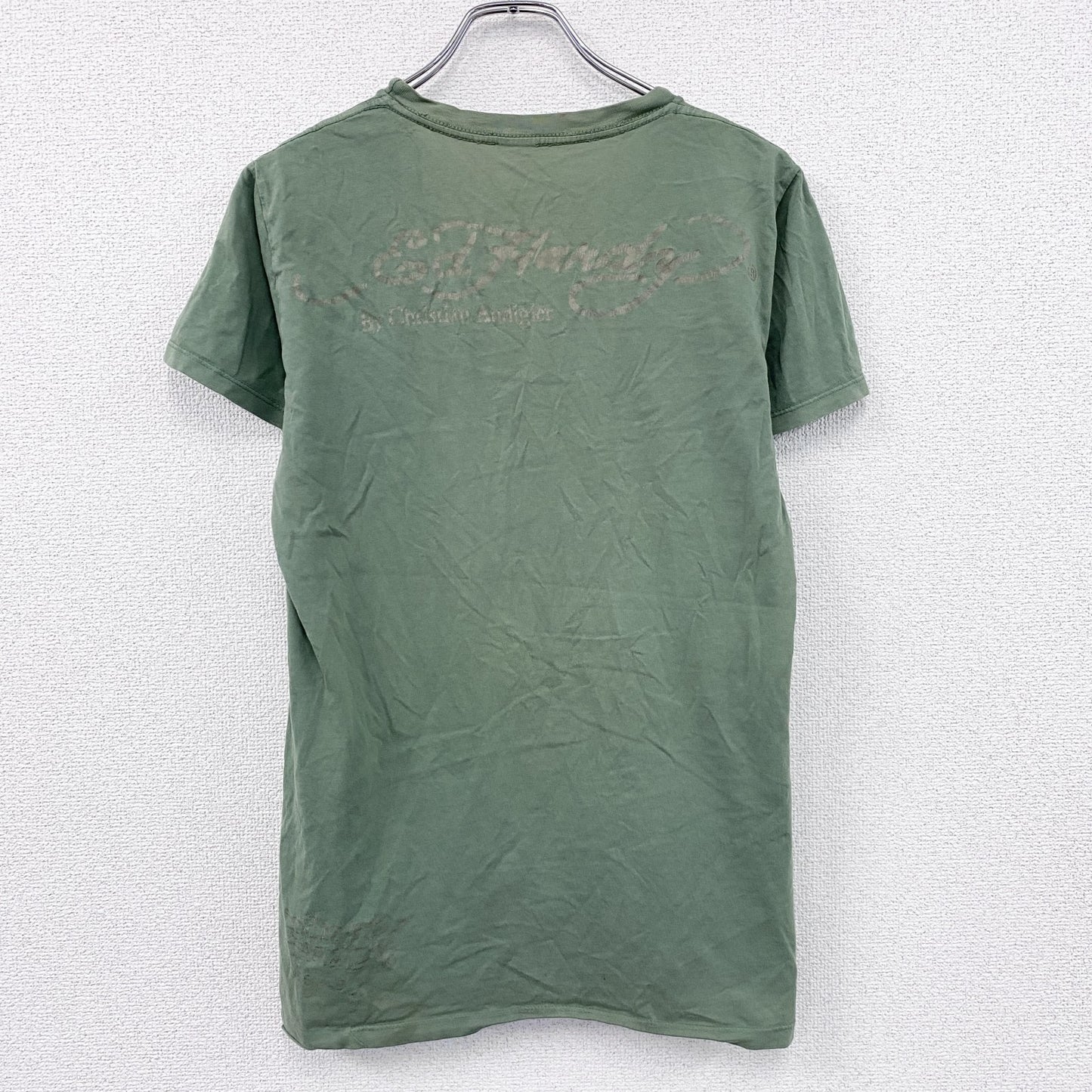 Ed Hardy　エドハーディー　半袖プリントTシャツ　アメトラ　タトゥー　緑　グリーン