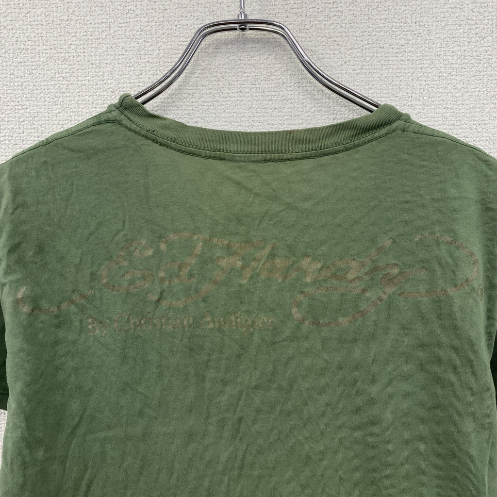 Ed Hardy　エドハーディー　半袖プリントTシャツ　アメトラ　タトゥー　緑　グリーン