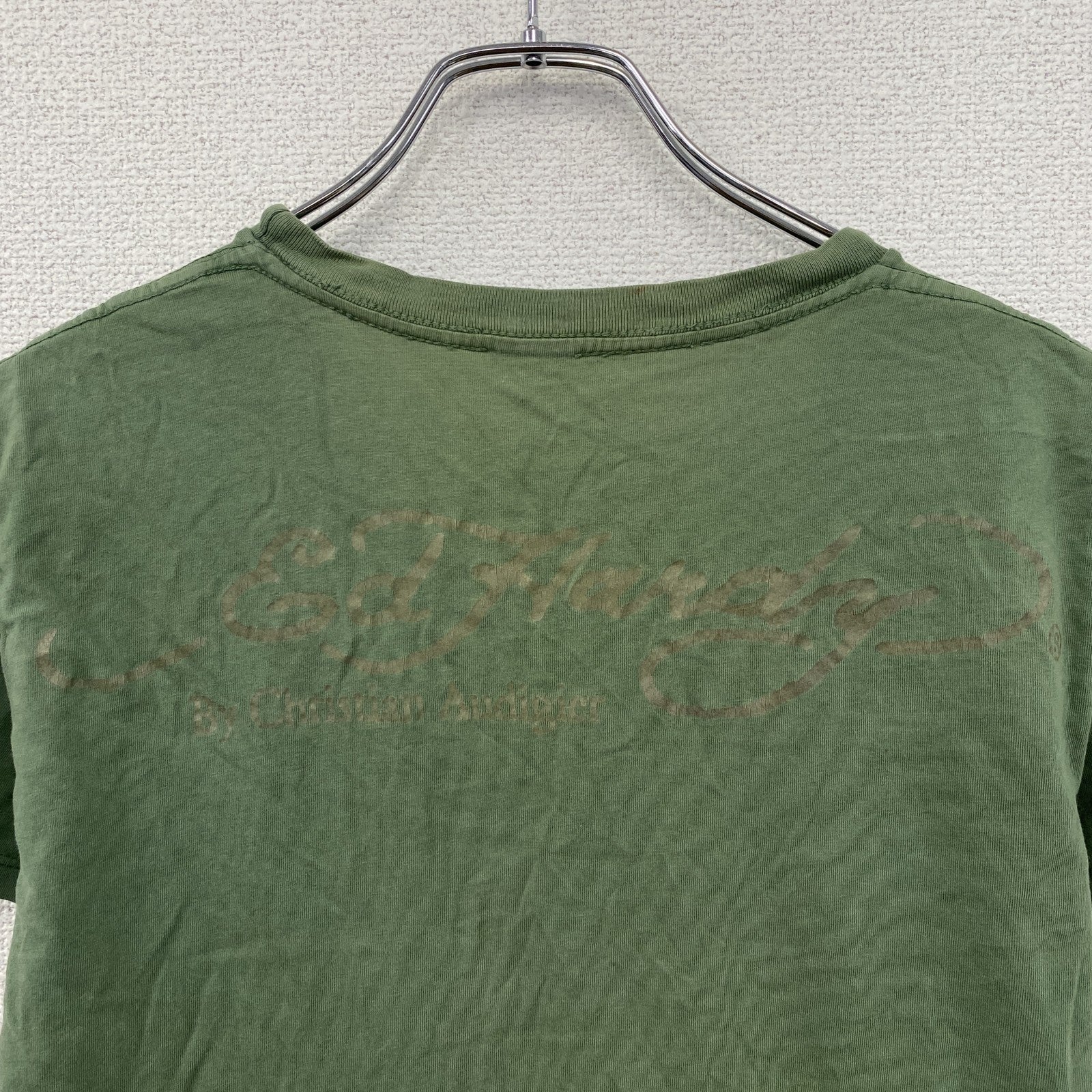 Ed Hardy　エドハーディー　半袖プリントTシャツ　アメトラ　タトゥー　緑　グリーン
