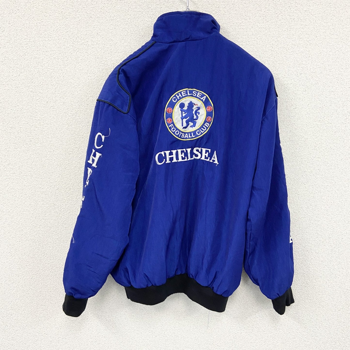 CHELSEA　チェルシーFC　スタジアムジャケット　比翼仕立て　刺繍ロゴ　青　ブルー　XXLサイズ