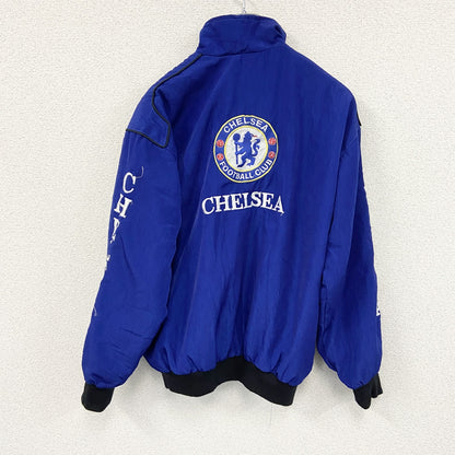 CHELSEA　チェルシーFC　スタジアムジャケット　比翼仕立て　刺繍ロゴ　青　ブルー　XXLサイズ