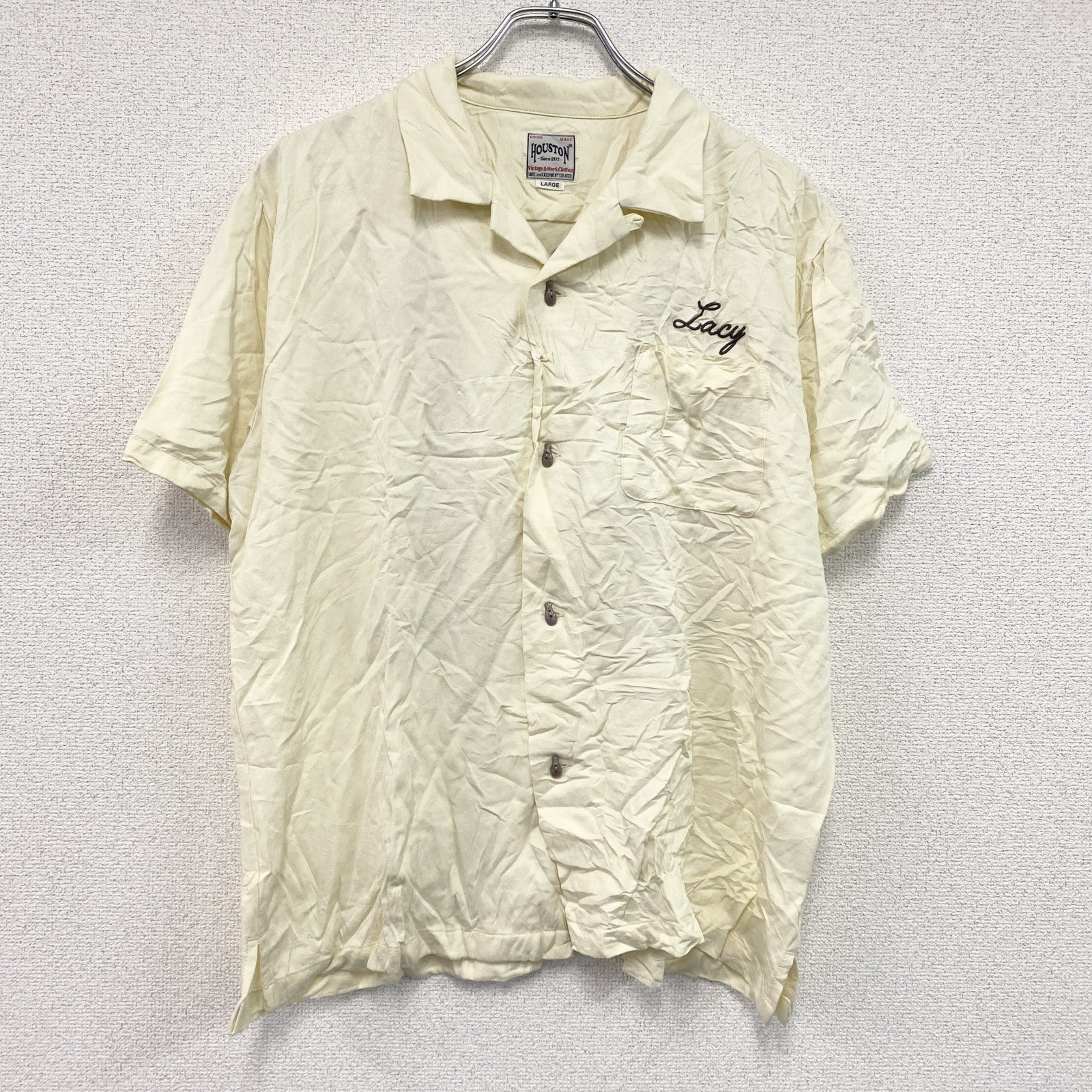 HOUSTON　ヒューストン　半袖ボーリングシャツ　アイボリー　Lサイズ　