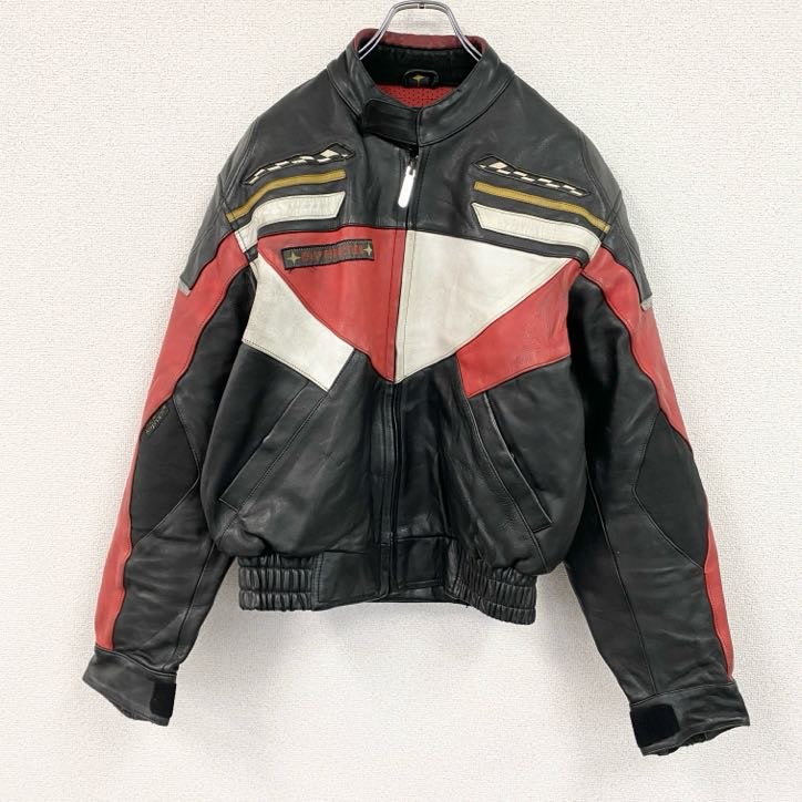 古着 used　レーシングジャケット　レザージャケット　レーシングスーツ　黒　ブラック　Ｌサイズ
