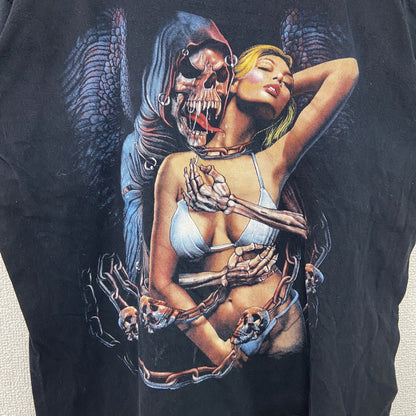 半袖プリントTシャツ　パンクT　DEMON skull　骸骨　黒　ブラック　XLサイズ
