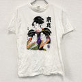 ～90s　半袖浮世絵プリントTシャツ　ヴィンテージ　シングルステッチ　白　ホワイト　LLサイズ