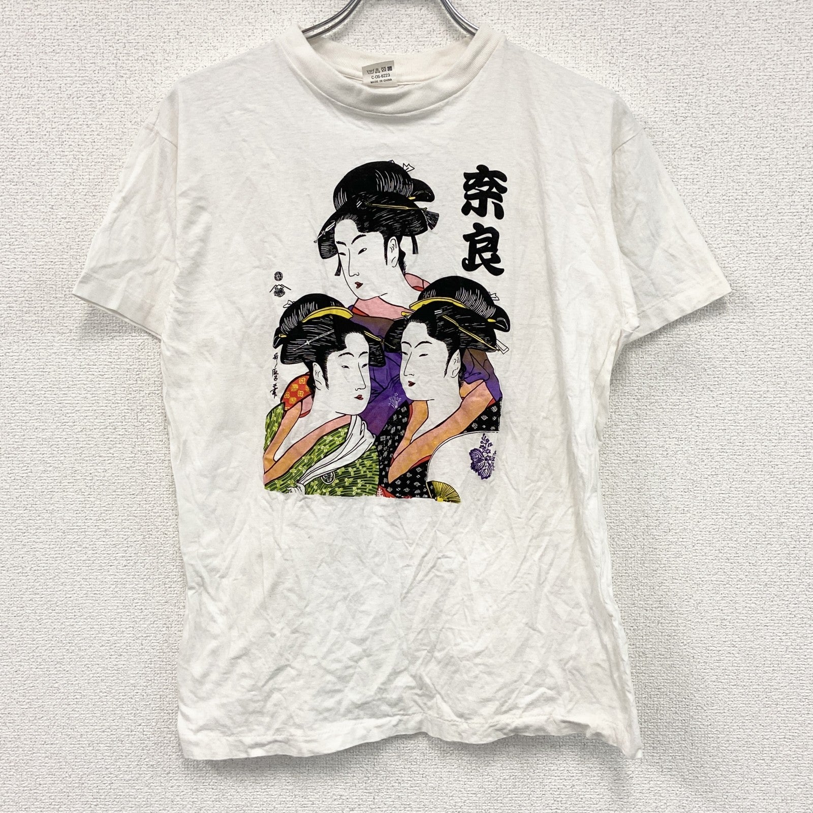 ～90s　半袖浮世絵プリントTシャツ　ヴィンテージ　シングルステッチ　白　ホワイト　LLサイズ