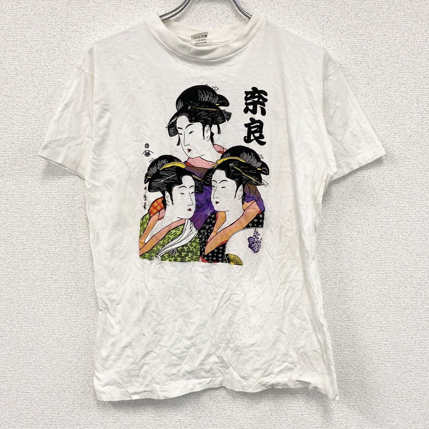 ～90s　半袖浮世絵プリントTシャツ　ヴィンテージ　シングルステッチ　白　ホワイト　LLサイズ