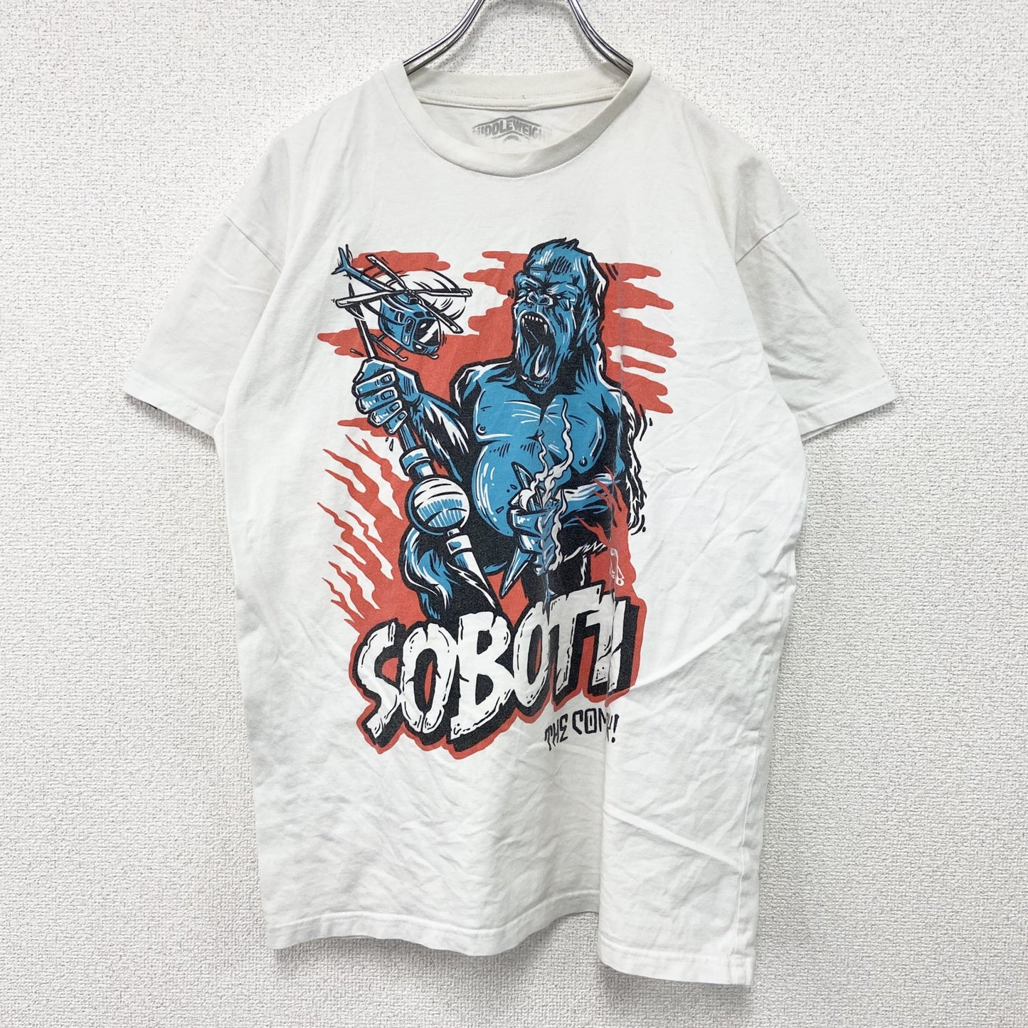 MIDDLEWEIGIHT CHAMPION　半袖プリントTシャツ　アニマルT　キングコング　白　ホワイト　Lサイズ