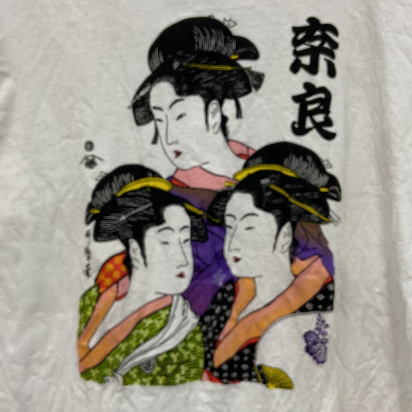 ～90s　半袖浮世絵プリントTシャツ　ヴィンテージ　シングルステッチ　白　ホワイト　LLサイズ