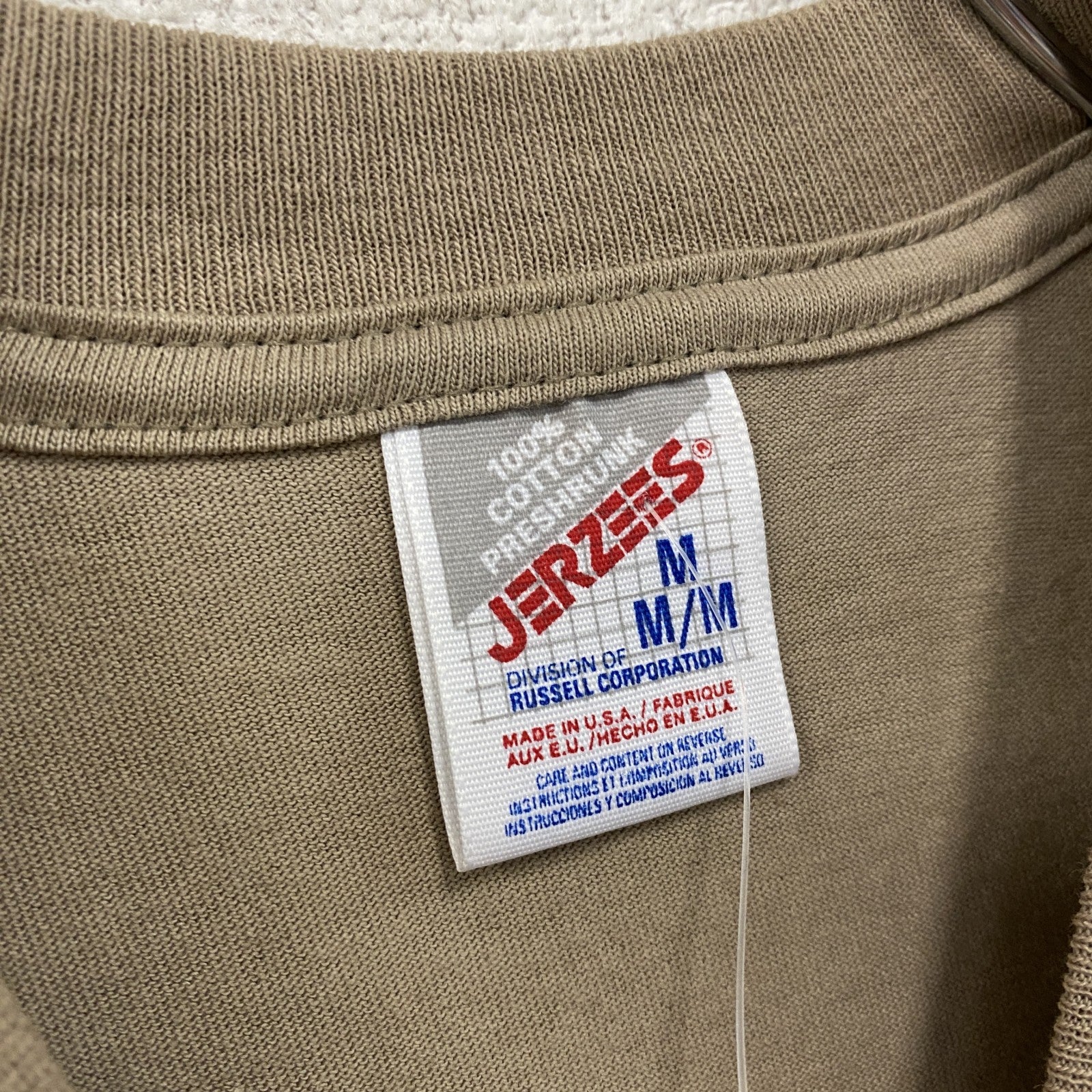 90s～　JERZEES　ジャージーズ　半袖プリントTシャツ　ヴィンテージ　カーキ　Mサイズ