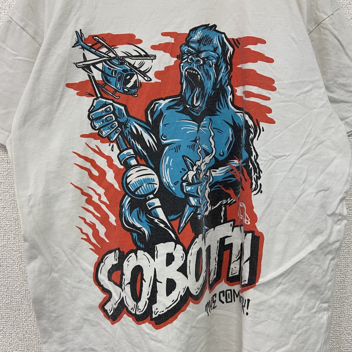 MIDDLEWEIGIHT CHAMPION　半袖プリントTシャツ　アニマルT　キングコング　白　ホワイト　Lサイズ