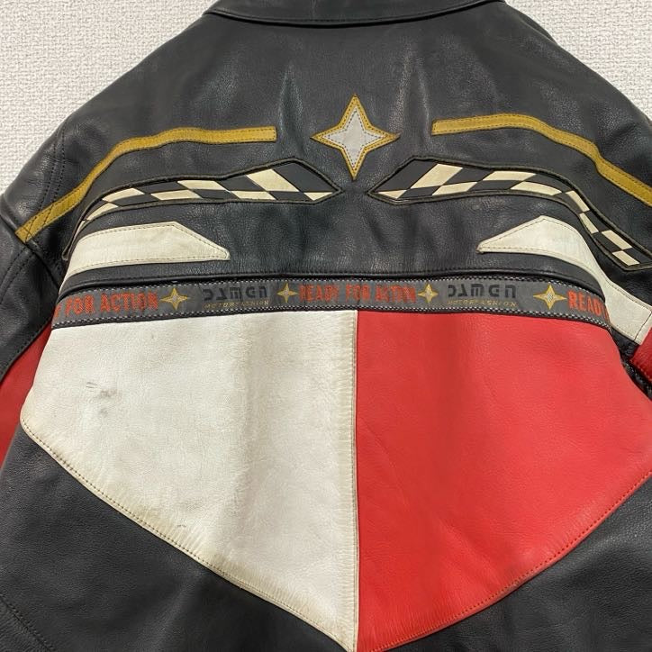 古着 used　レーシングジャケット　レザージャケット　レーシングスーツ　黒　ブラック　Ｌサイズ