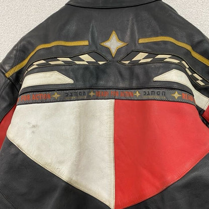 古着 used　レーシングジャケット　レザージャケット　レーシングスーツ　黒　ブラック　Ｌサイズ