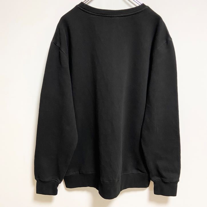 古着 used　THREADFAST　長袖ロゴプリントスウェット　トレーナー　クルーネック　黒　ブラック　レトロ　Lサイズ