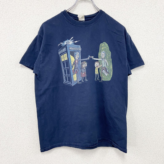 GILDAN　Rick and Morty　リックアンドモーティ―　半袖プリントTシャツ　アニメT　ネイビー　Mサイズ