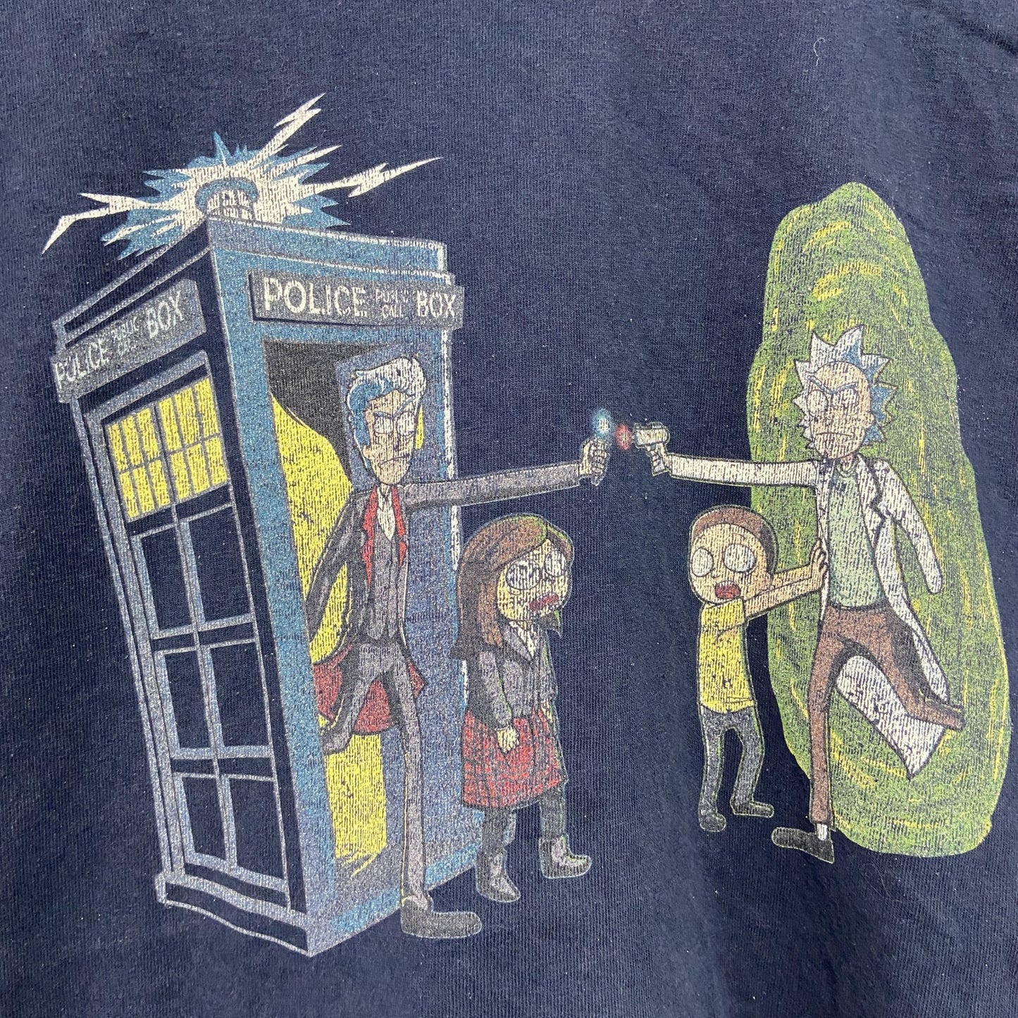 GILDAN　Rick and Morty　リックアンドモーティ―　半袖プリントTシャツ　アニメT　ネイビー　Mサイズ