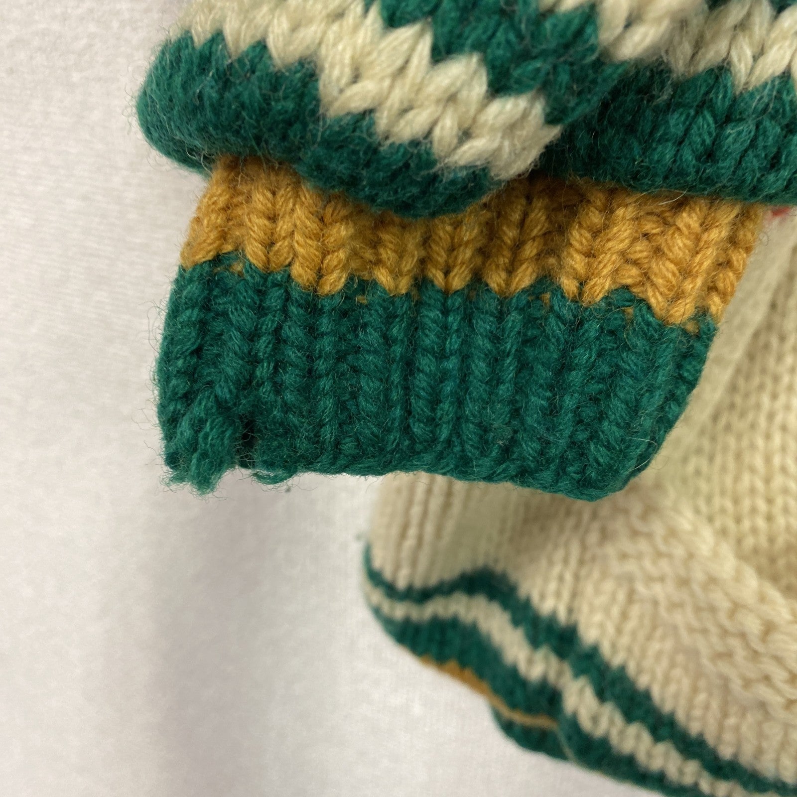 UNIVERSITY SHOP　カウチンニットセーター　フルジップ　裏ボア　マルチカラー　ベージュ　Mサイズ