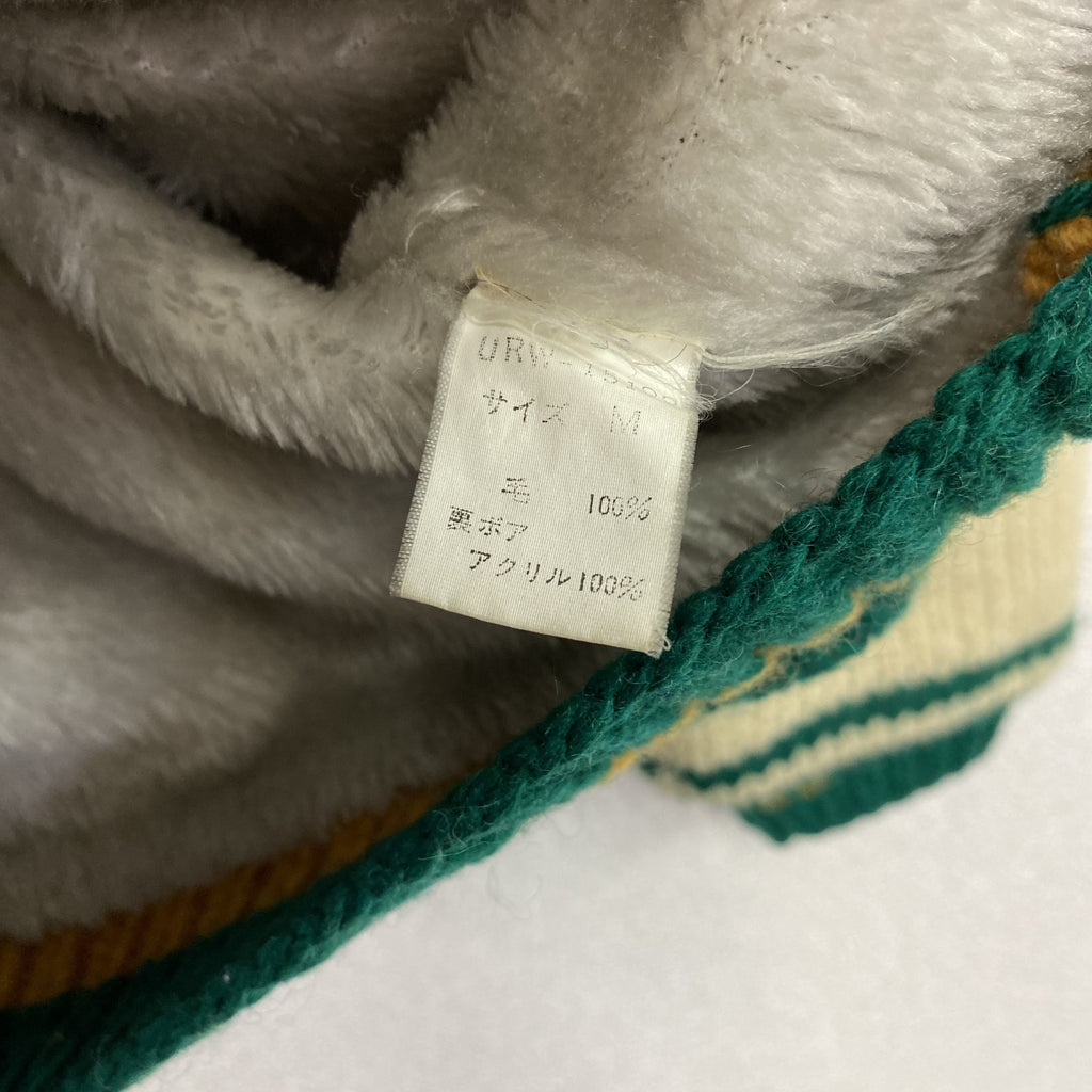 UNIVERSITY SHOP　カウチンニットセーター　フルジップ　裏ボア　マルチカラー　ベージュ　Mサイズ
