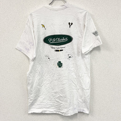 90s　P.J.Clarke's　半袖プリントTシャツ　ヴィンテージ　シングルステッチ　白　ホワイト