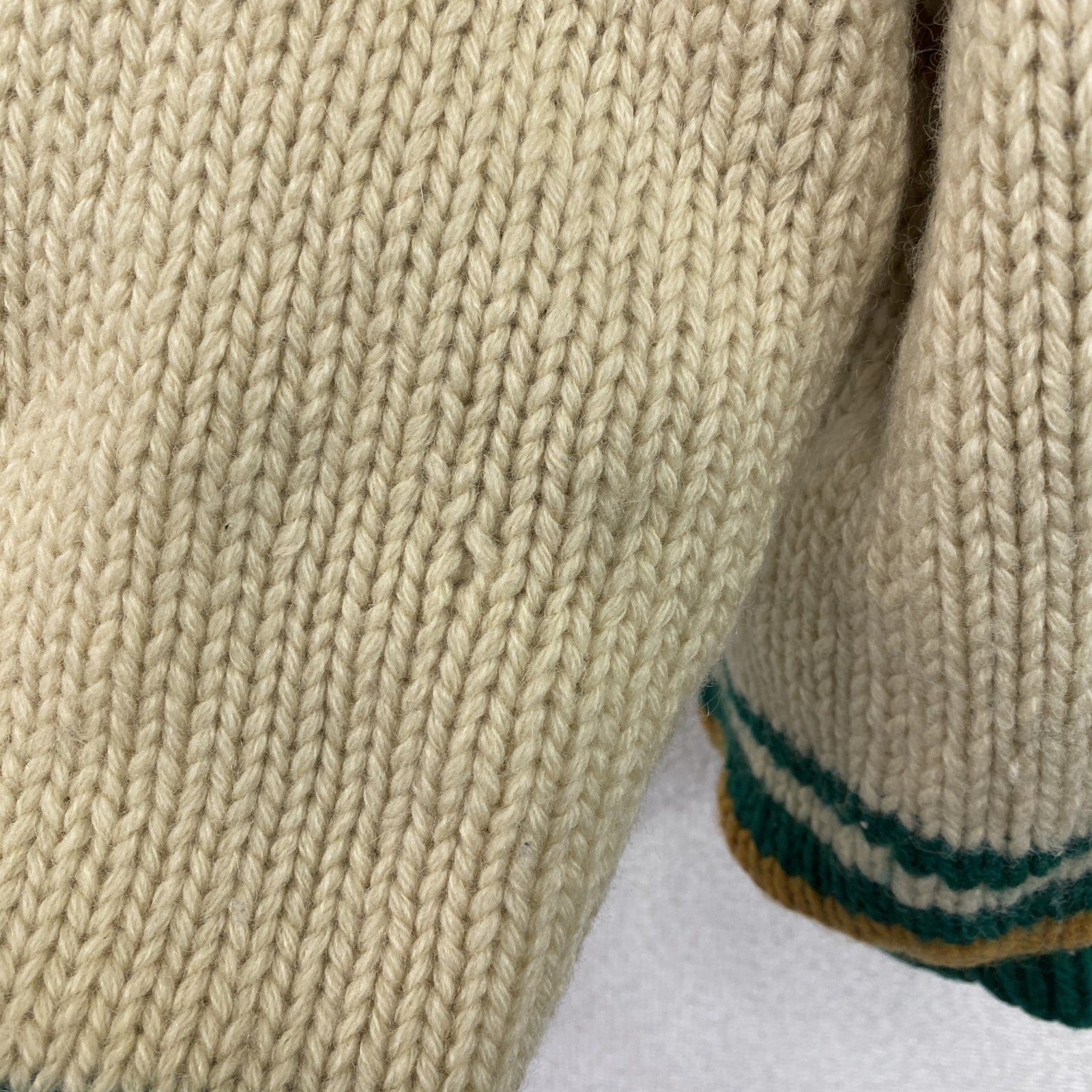 UNIVERSITY SHOP　カウチンニットセーター　フルジップ　裏ボア　マルチカラー　ベージュ　Mサイズ