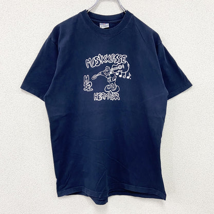 90s　JERZEES　ジャージーズ　半袖プリントTシャツ　ヴィンテージ　紺　ネイビー　Mサイズ