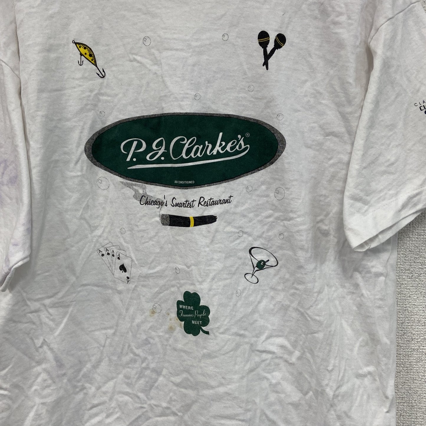 90s　P.J.Clarke's　半袖プリントTシャツ　ヴィンテージ　シングルステッチ　白　ホワイト