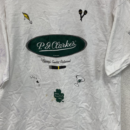 90s　P.J.Clarke's　半袖プリントTシャツ　ヴィンテージ　シングルステッチ　白　ホワイト