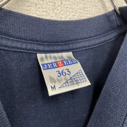 90s　JERZEES　ジャージーズ　半袖プリントTシャツ　ヴィンテージ　紺　ネイビー　Mサイズ