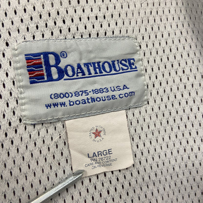 80s～　BOATHOUSE　ボートハウス　フルジップナイロンジャケット　ワッペン　3連プリント　アーチプリント　ボルドー　Lサイズ