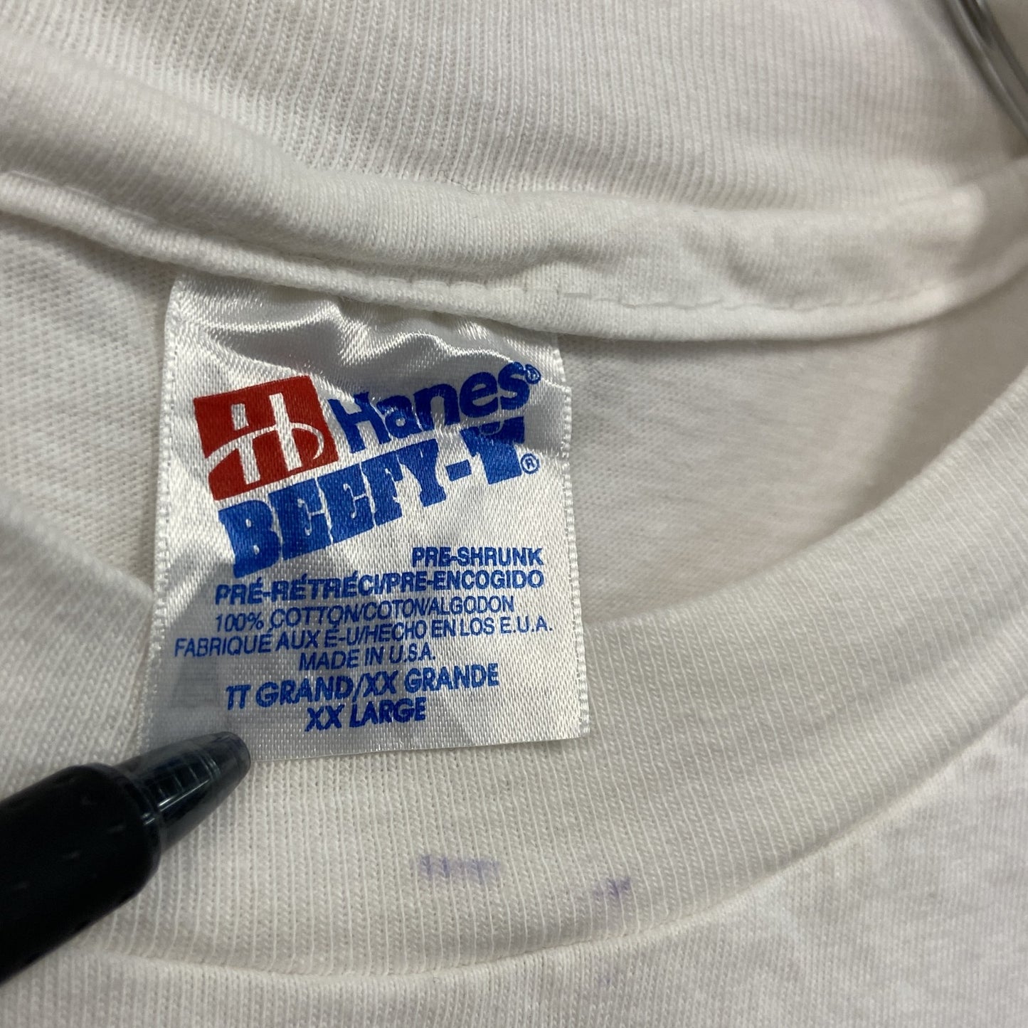 Hanes　ヘインズ　半袖プリントTシャツ　シングルステッチ　US製　白　ホワイト　XXLサイズ