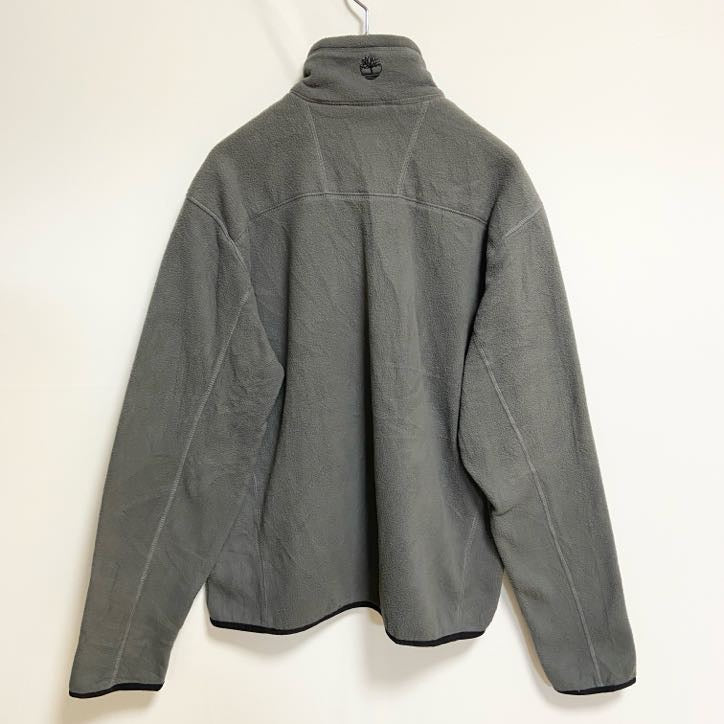 古着 used　ティンバーランド　長袖フルジップフリースジャケット　グレー　90s　ワンポイント刺繡ロゴ　Mサイズ