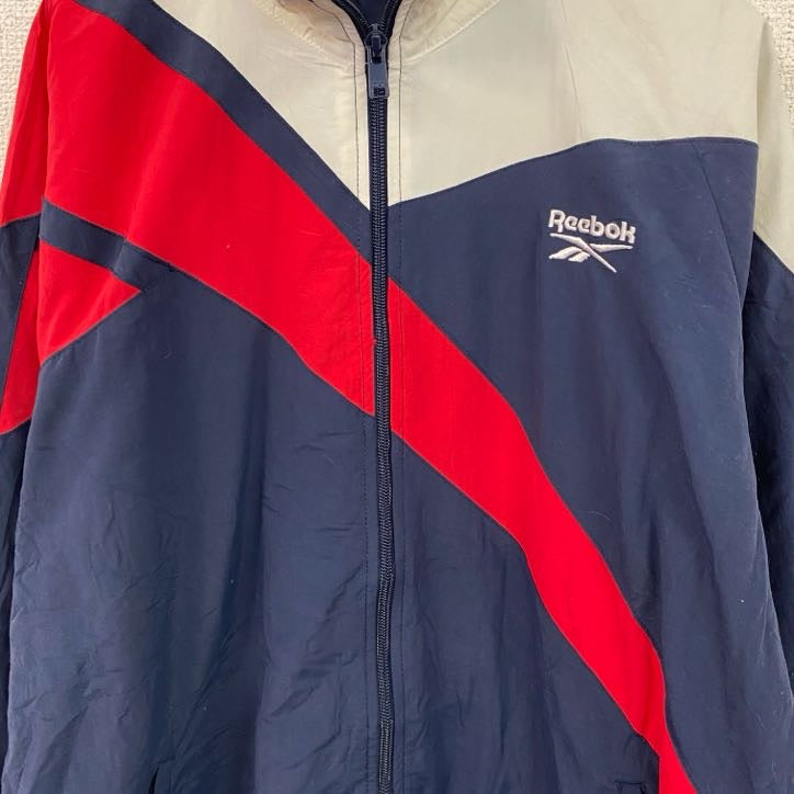 Reebok　リーボック　フルジップナイロンジャケット　紺　ネイビー　Lサイズ