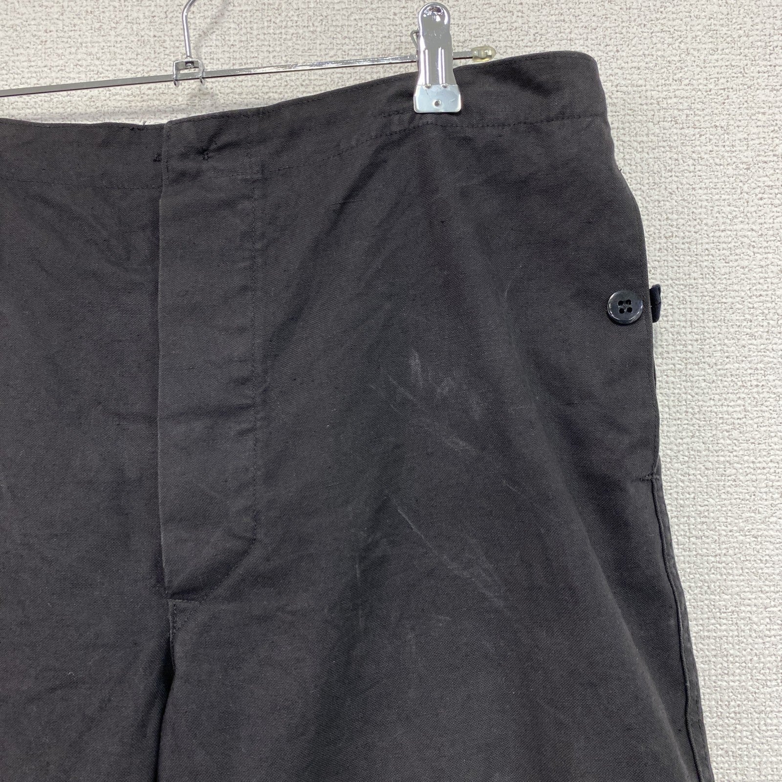 ドイツ軍　NVA　ワークパンツ　ボタンフライ　ミリタリー　黒　ブラック　48サイズ