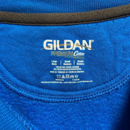 古着 used　GILDAN ギルダン　長袖クルーネックプリントスウェット　トレーナー　マートルビーチ　青　レトロ　Lサイズ
