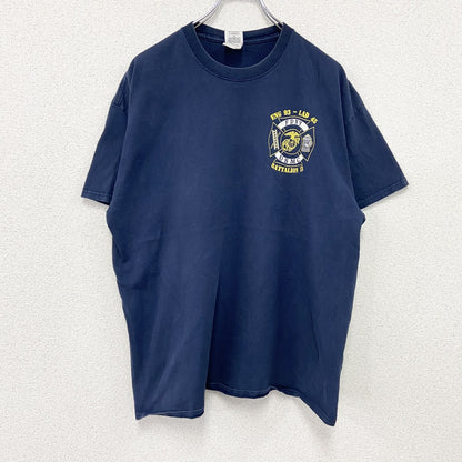 GILDAN　ギルダン　半袖プリントTシャツ　FDNY　USMC　紺　ネイビー　XLサイズ