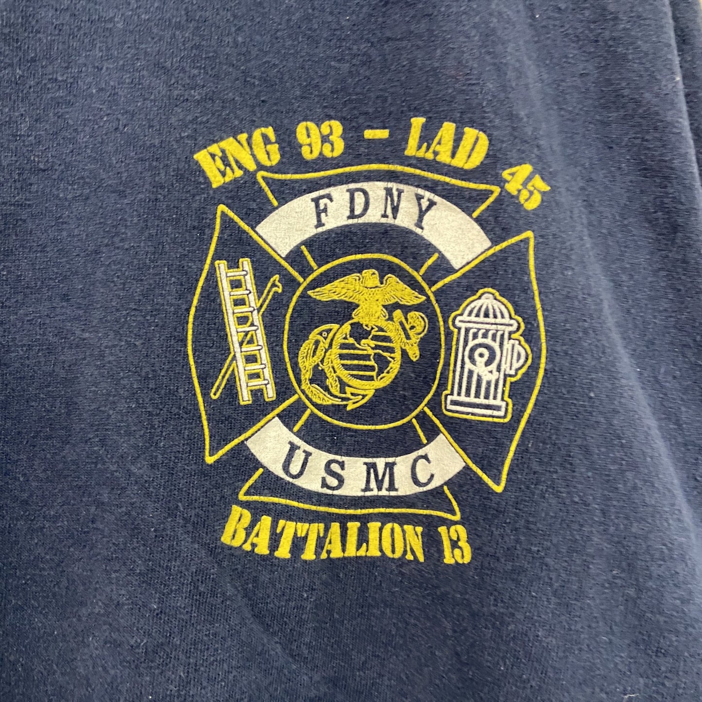 GILDAN　ギルダン　半袖プリントTシャツ　FDNY　USMC　紺　ネイビー　XLサイズ