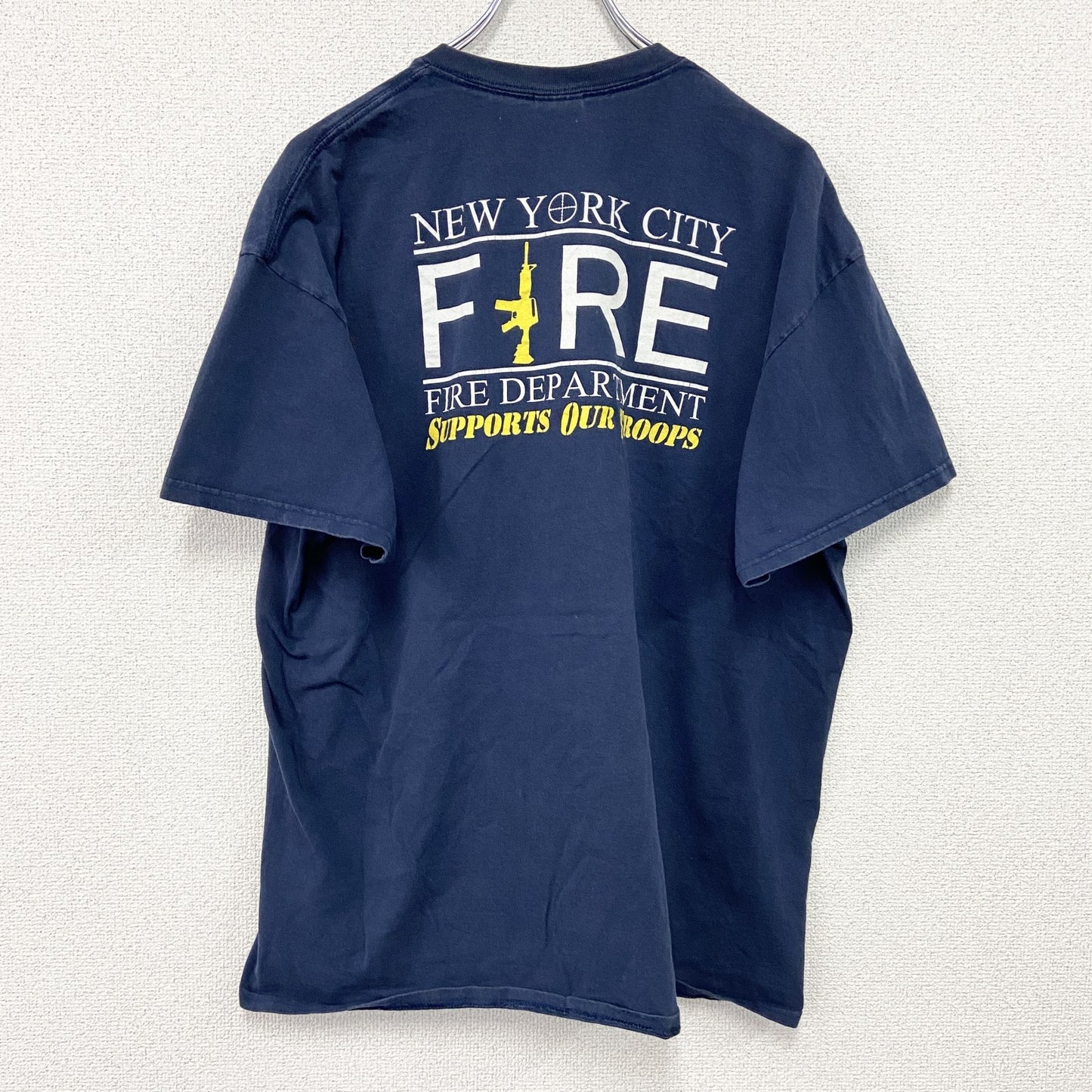 GILDAN　ギルダン　半袖プリントTシャツ　FDNY　USMC　紺　ネイビー　XLサイズ