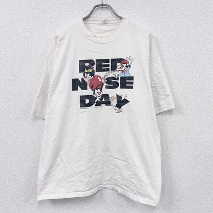 90s　Animaniacs　アニマニアックス　半袖Tシャツ　RED NOSE DAY　白　ホワイト　XLサイズ
