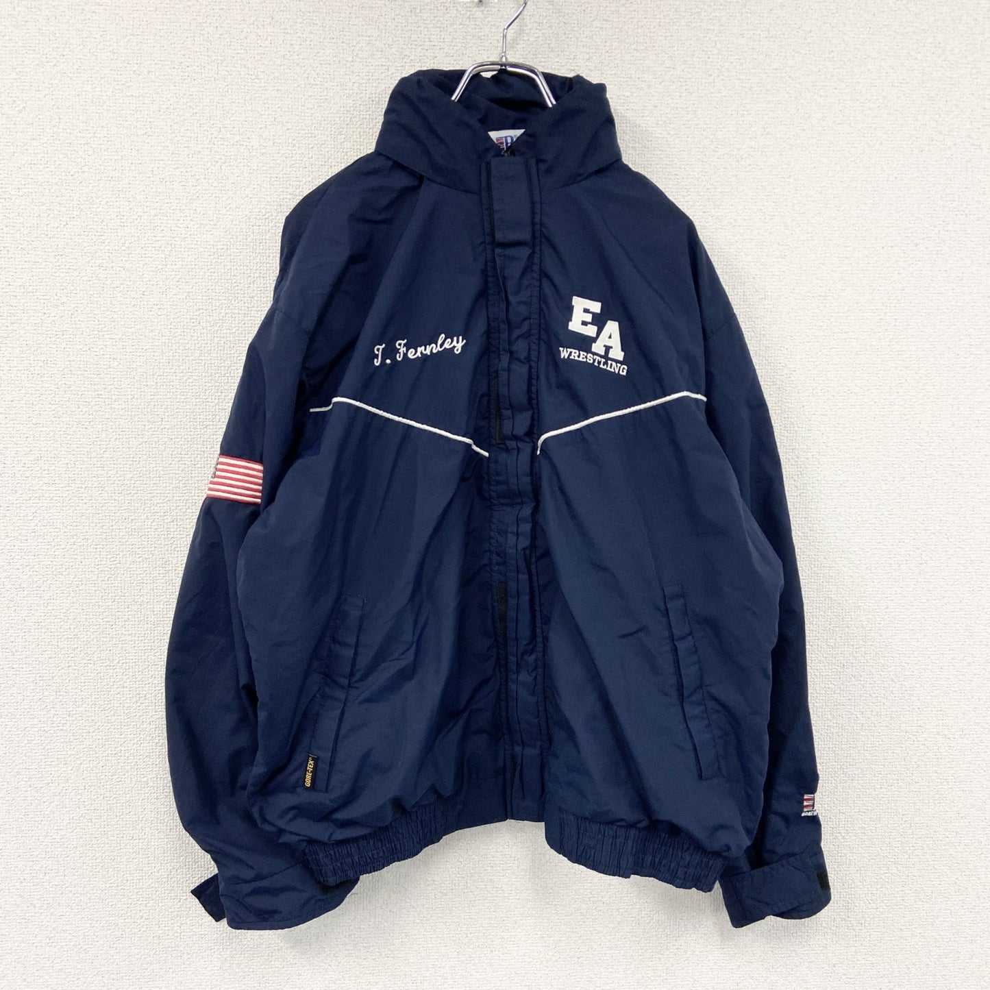 80s～　BOATHOUSE　ボートハウス　GORE-TEX　フルジップジャケット　星条旗　比翼仕立て　紺　ネイビー　Lサイズ