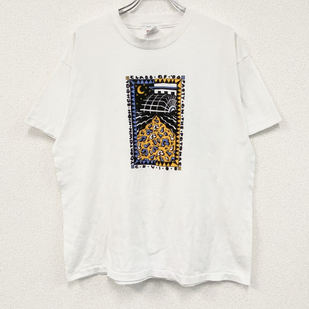 ～90s　Hanes　ヘインズ　半袖プリントTシャツ　ヴィンテージ　シングルステッチ　白　ホワイト　XLサイズ