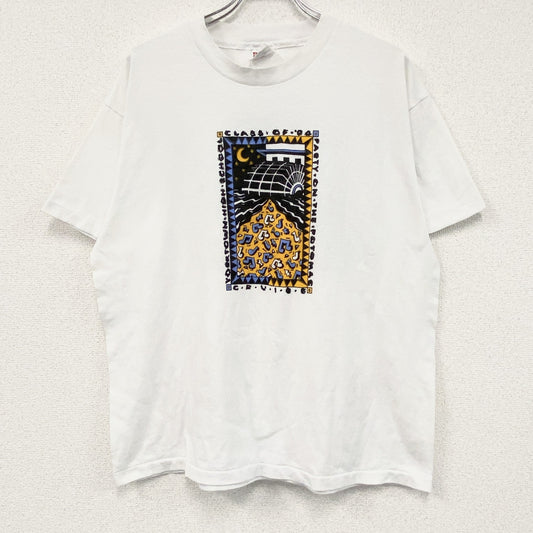 ～90s　Hanes　ヘインズ　半袖プリントTシャツ　ヴィンテージ　シングルステッチ　白　ホワイト　XLサイズ
