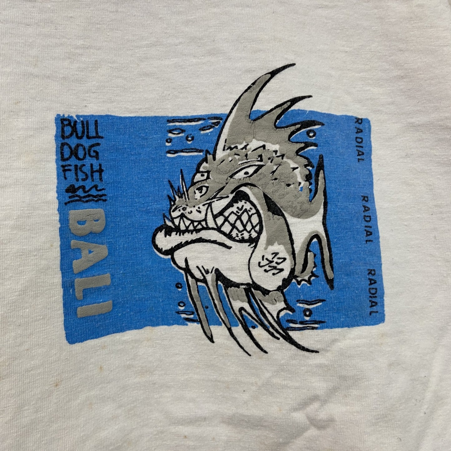 ～00s　RADIAL　半袖プリントTシャツ　BULL DOG FISH　ヴィンテージ　白　ホワイト