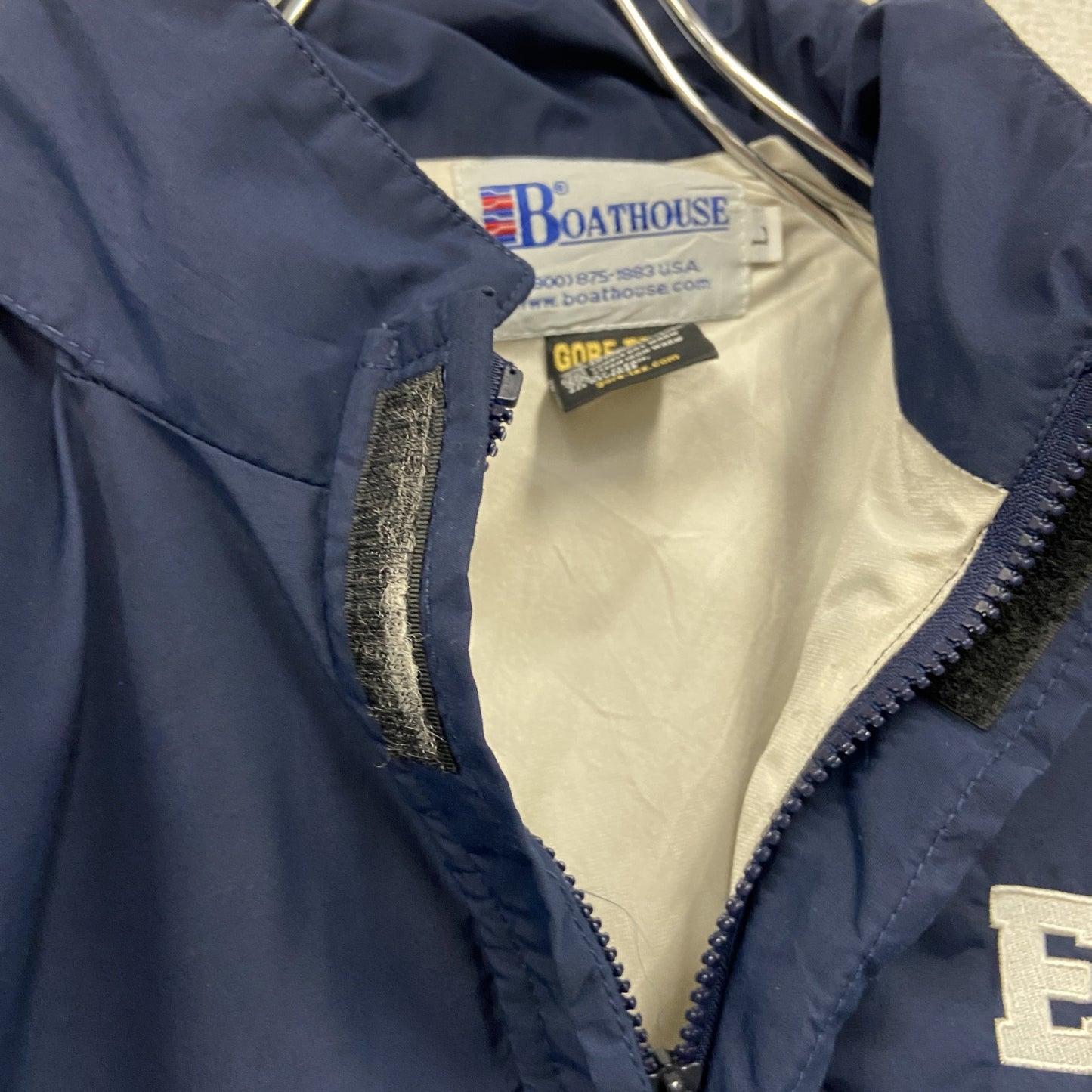 80s～　BOATHOUSE　ボートハウス　GORE-TEX　フルジップジャケット　星条旗　比翼仕立て　紺　ネイビー　Lサイズ