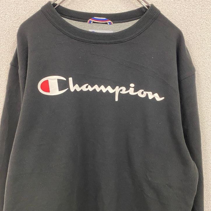 Champion　チャンピオン　スウェット/トレーナー　デカロゴ　刺繍ロゴ　現行　黒　ブラック　Lサイズ