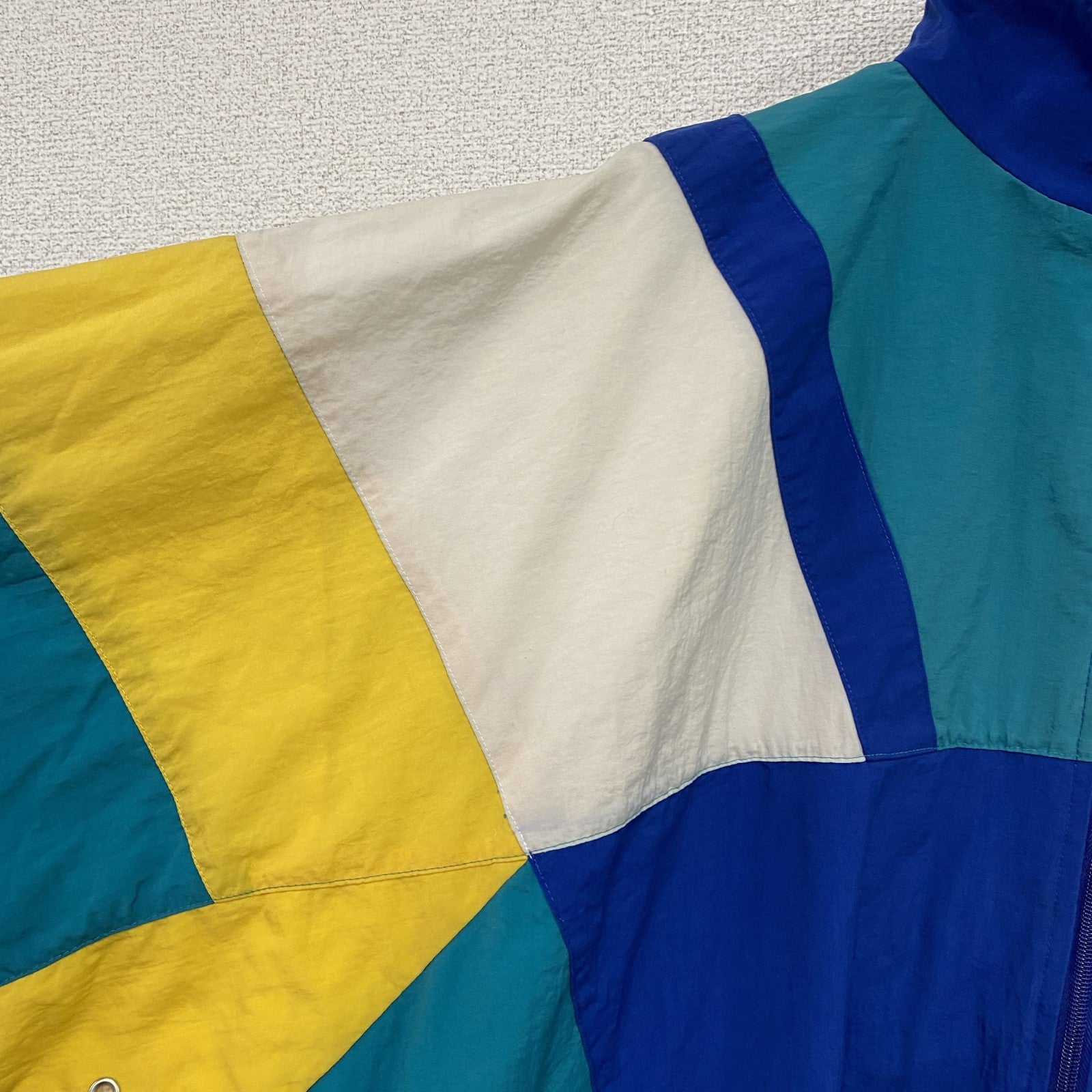 80s～　adidas　アディダス　フルジップジャケット　トレフォイルロゴ　刺繍ロゴ　ヴィンテージ　マルチカラー　青　ブルー