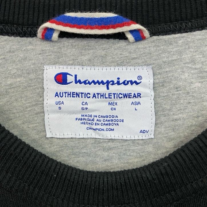 Champion　チャンピオン　スウェット/トレーナー　デカロゴ　刺繍ロゴ　現行　黒　ブラック　Lサイズ