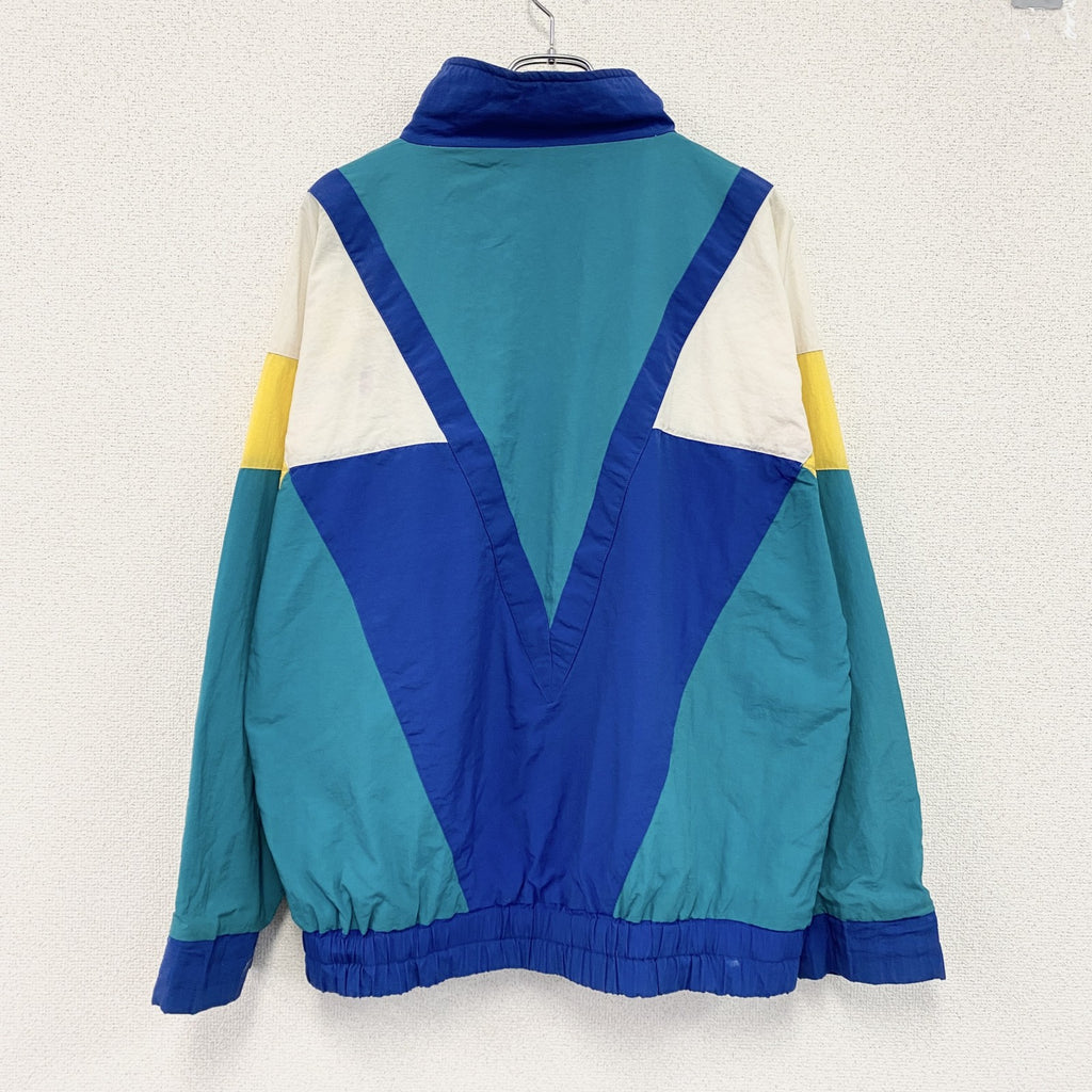 80s～　adidas　アディダス　フルジップジャケット　トレフォイルロゴ　刺繍ロゴ　ヴィンテージ　マルチカラー　青　ブルー