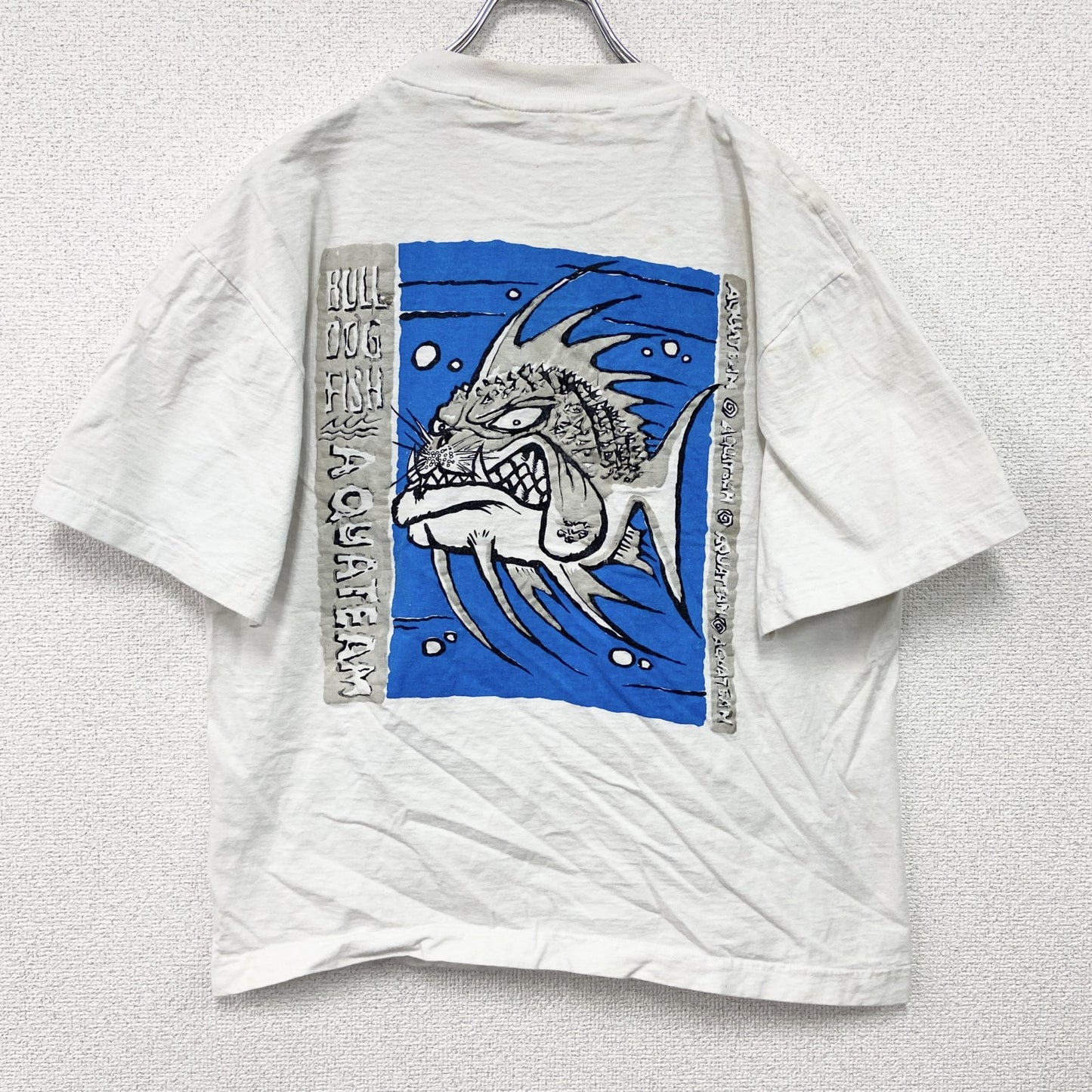 ～00s　RADIAL　半袖プリントTシャツ　BULL DOG FISH　ヴィンテージ　白　ホワイト