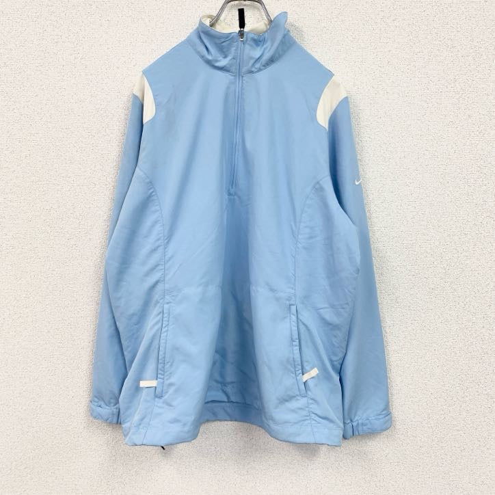 NIKE　ナイキ　ハーフジップナイロンジャケット　水色　ライトブルー　Lサイズ
