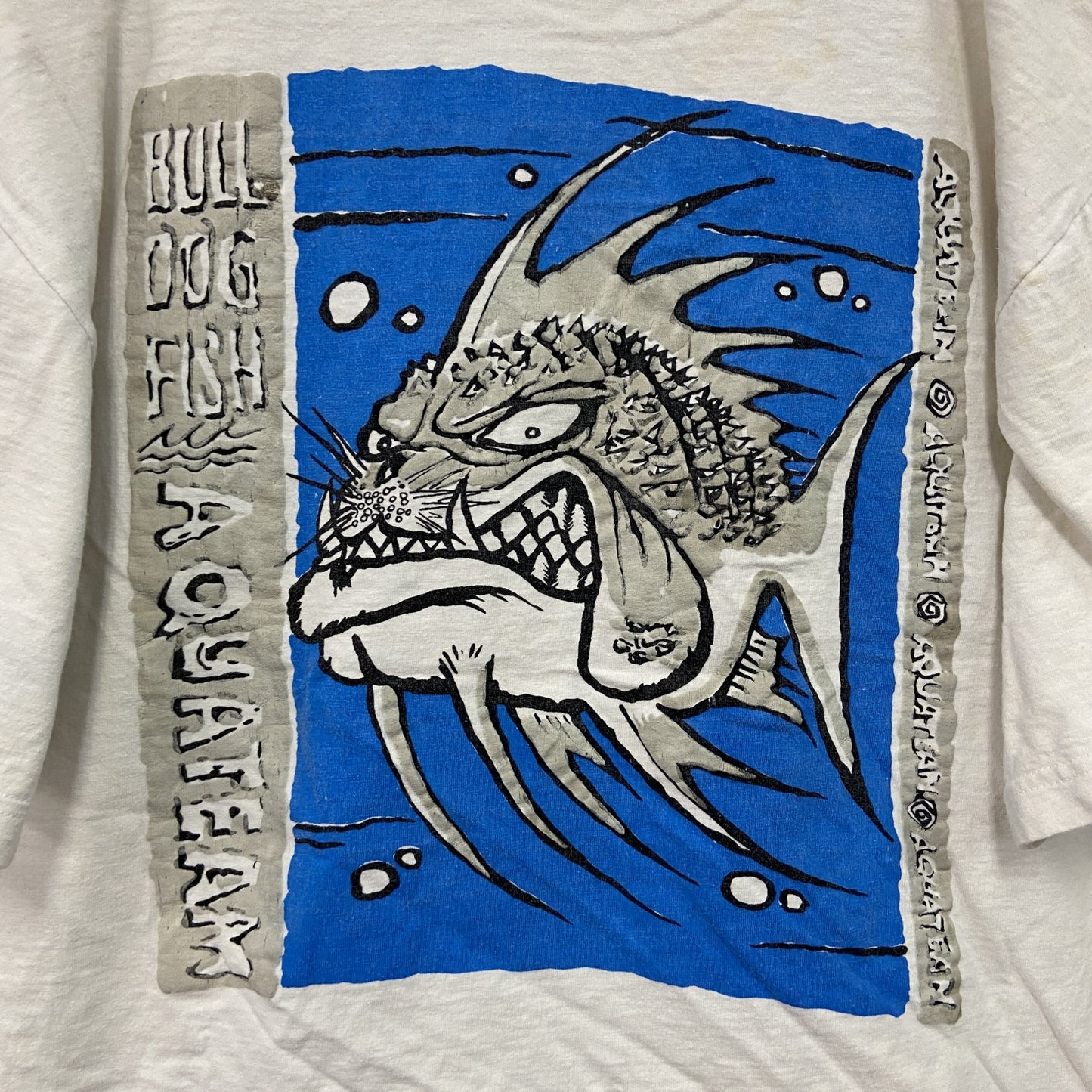 ～00s　RADIAL　半袖プリントTシャツ　BULL DOG FISH　ヴィンテージ　白　ホワイト